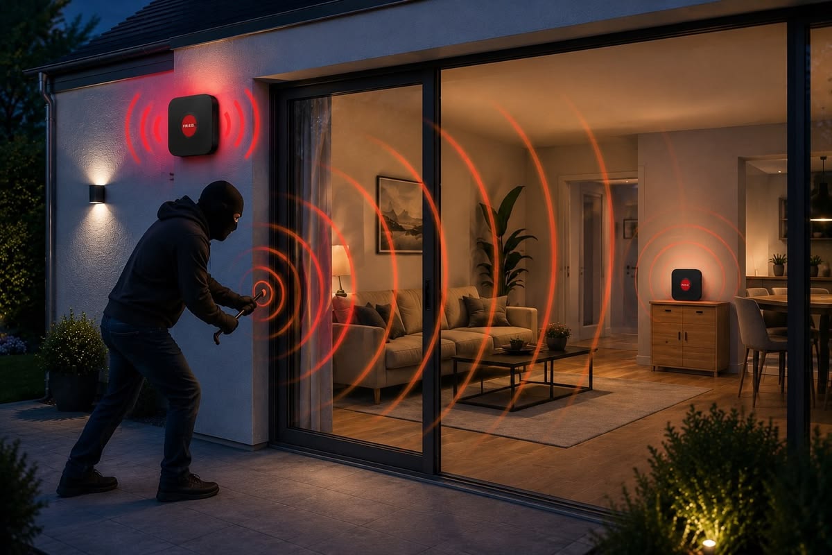 Alarm system protecting professional premises